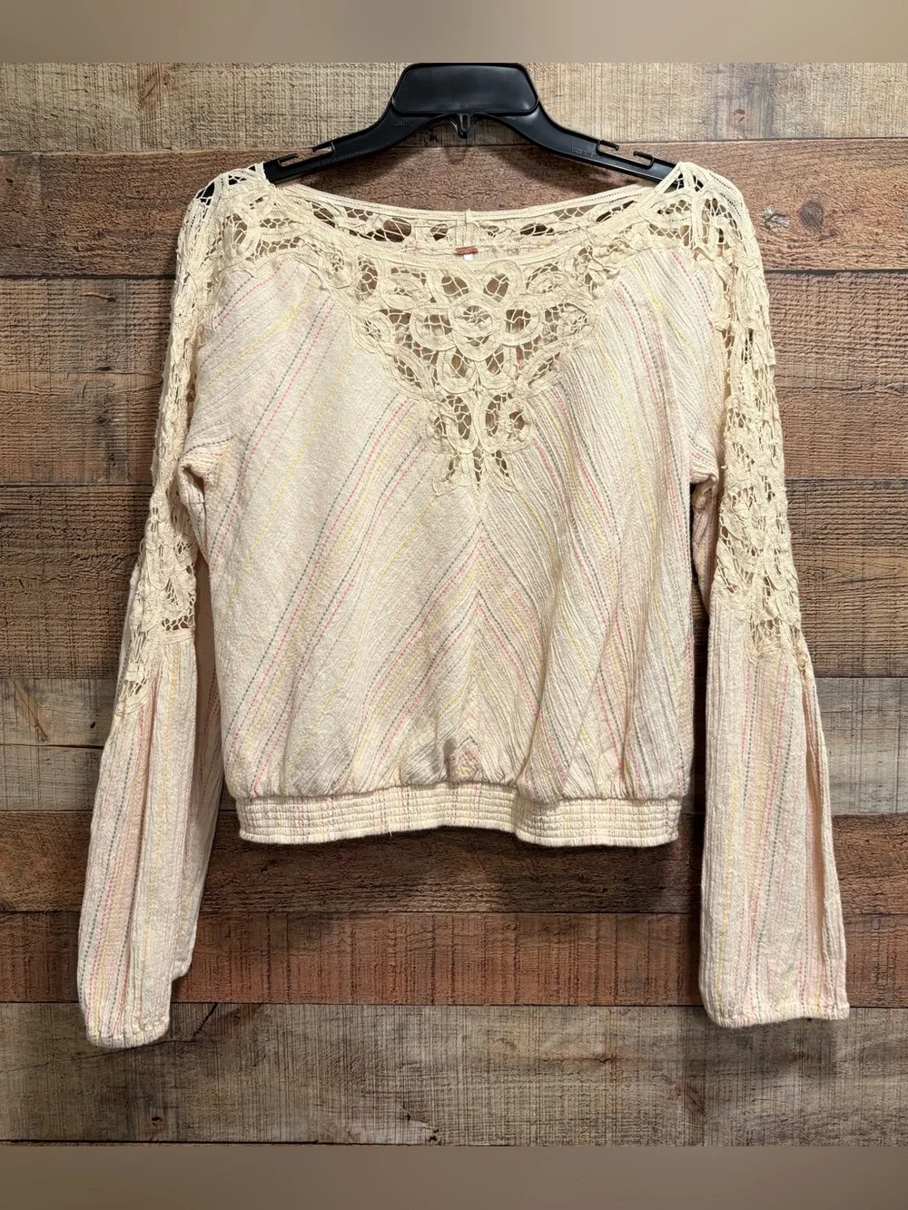 Free People Floating Memories Blouse Women’s Size Medium Retro Stripe W035